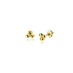 Sale Zinzi 3mm Gold 14 krt gouden oorknopjes drie gladde bolletjes in een driehoek ZGO476