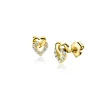 Online Zinzi 6mm Gold 14 krt gouden oorstekers verbonden open hartjes, glad en bezet met witte zirconia's ZGO472