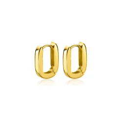New Zinzi 10mm Gold 14 krt gouden rechthoekige oorringen met luxe klapsluiting 10mm x 2mm vierkante buis ZGO408