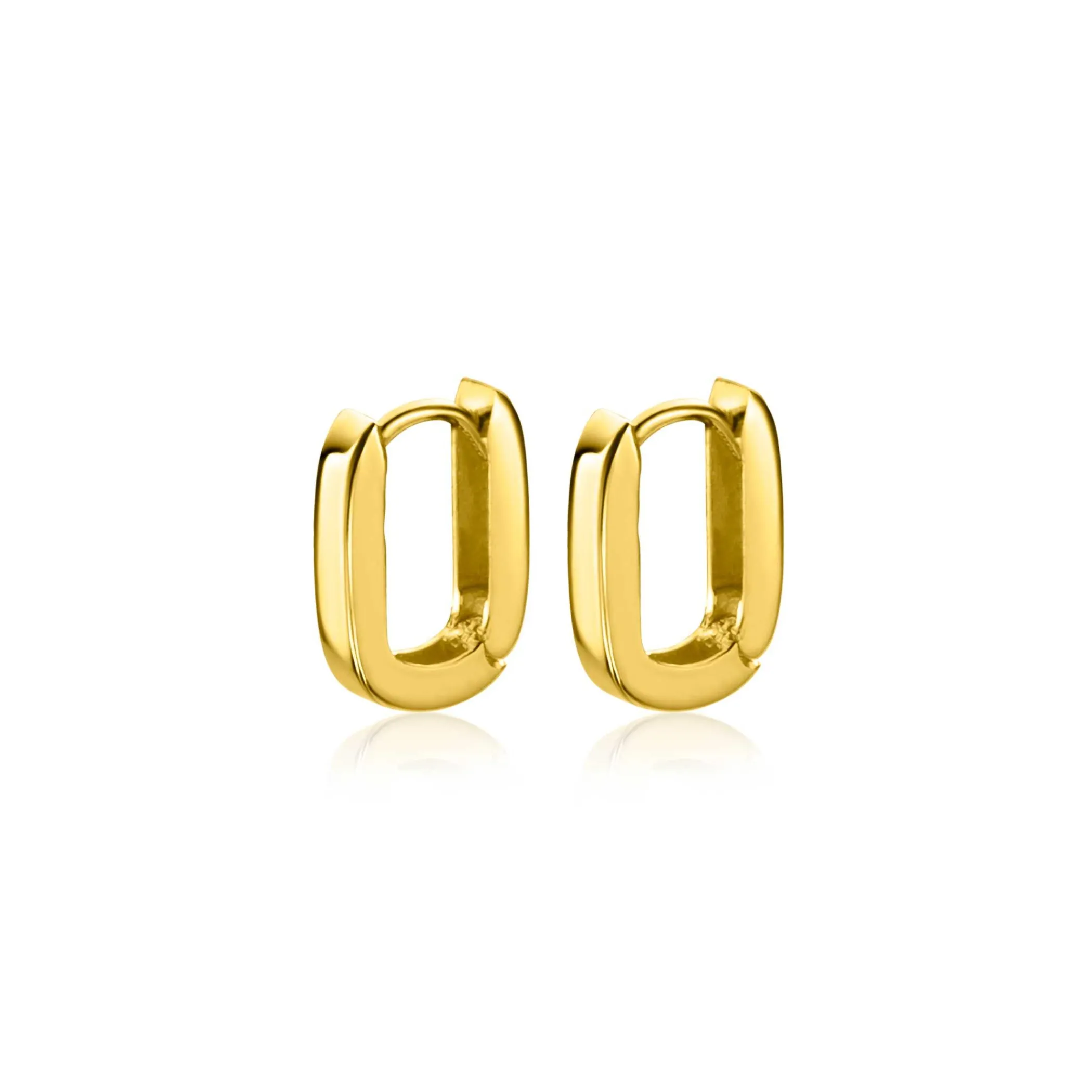 New Zinzi 10mm Gold 14 krt gouden rechthoekige oorringen met luxe klapsluiting 10mm x 2mm vierkante buis ZGO408