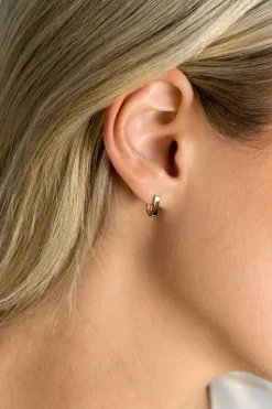 New Zinzi 10mm Gold 14 krt gouden rechthoekige oorringen met luxe klapsluiting 10mm x 2mm vierkante buis ZGO408
