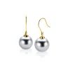 Sale Zinzi 30mm Gold 14 krt gouden oorhangers met ronde grijze Swarovski crystal parel 12mm ZGO25GR
