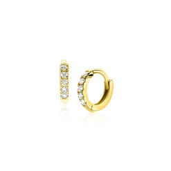 New Zinzi 8mm Gold 14 krt gouden oorringen bezet met witte zirconia's, luxe klapsluiting 8x1,6mm ZGO467