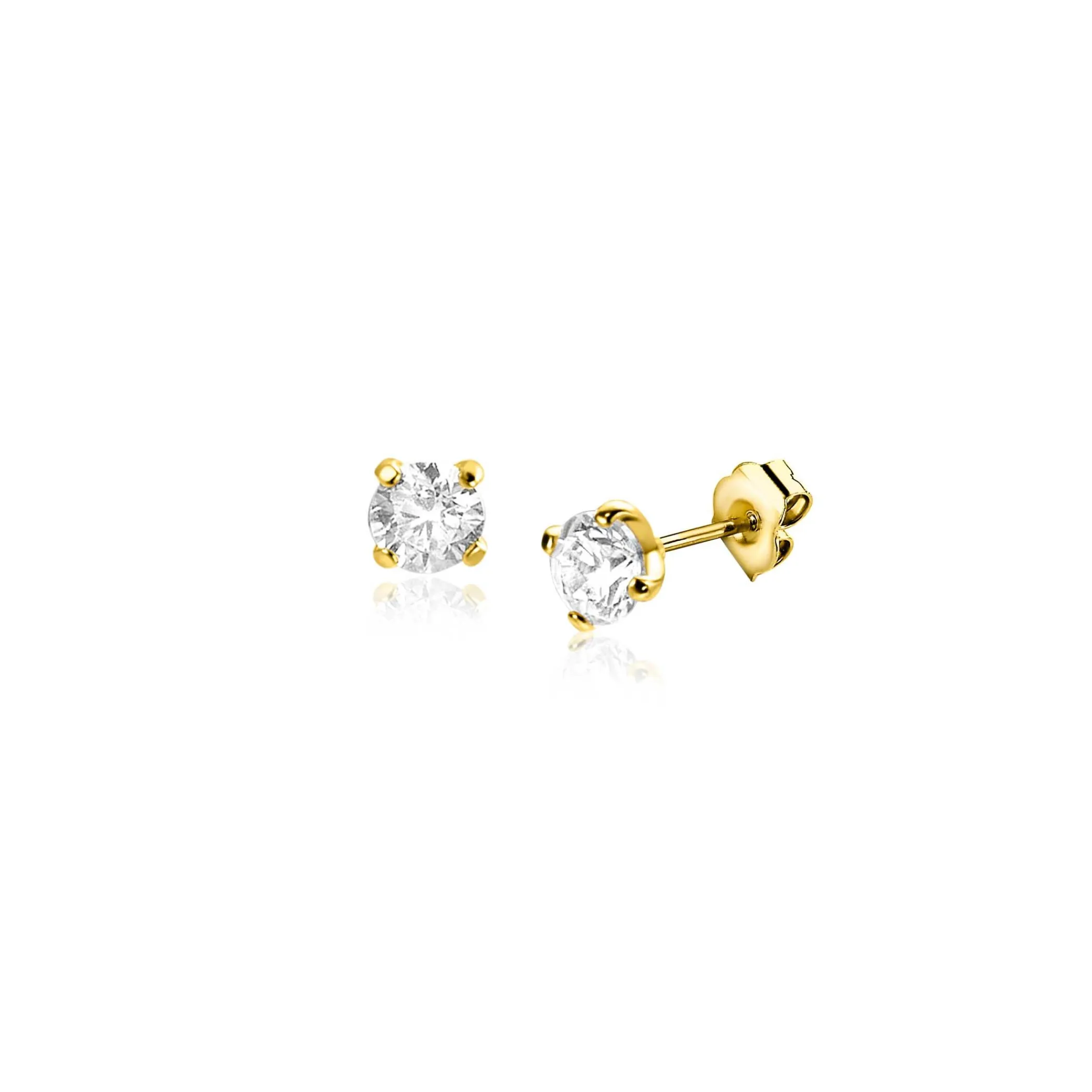 Sale Zinzi 3mm Gold 14 krt gouden oorknopjes bezet met een witte zirconia in vierpootszetting ZGO475