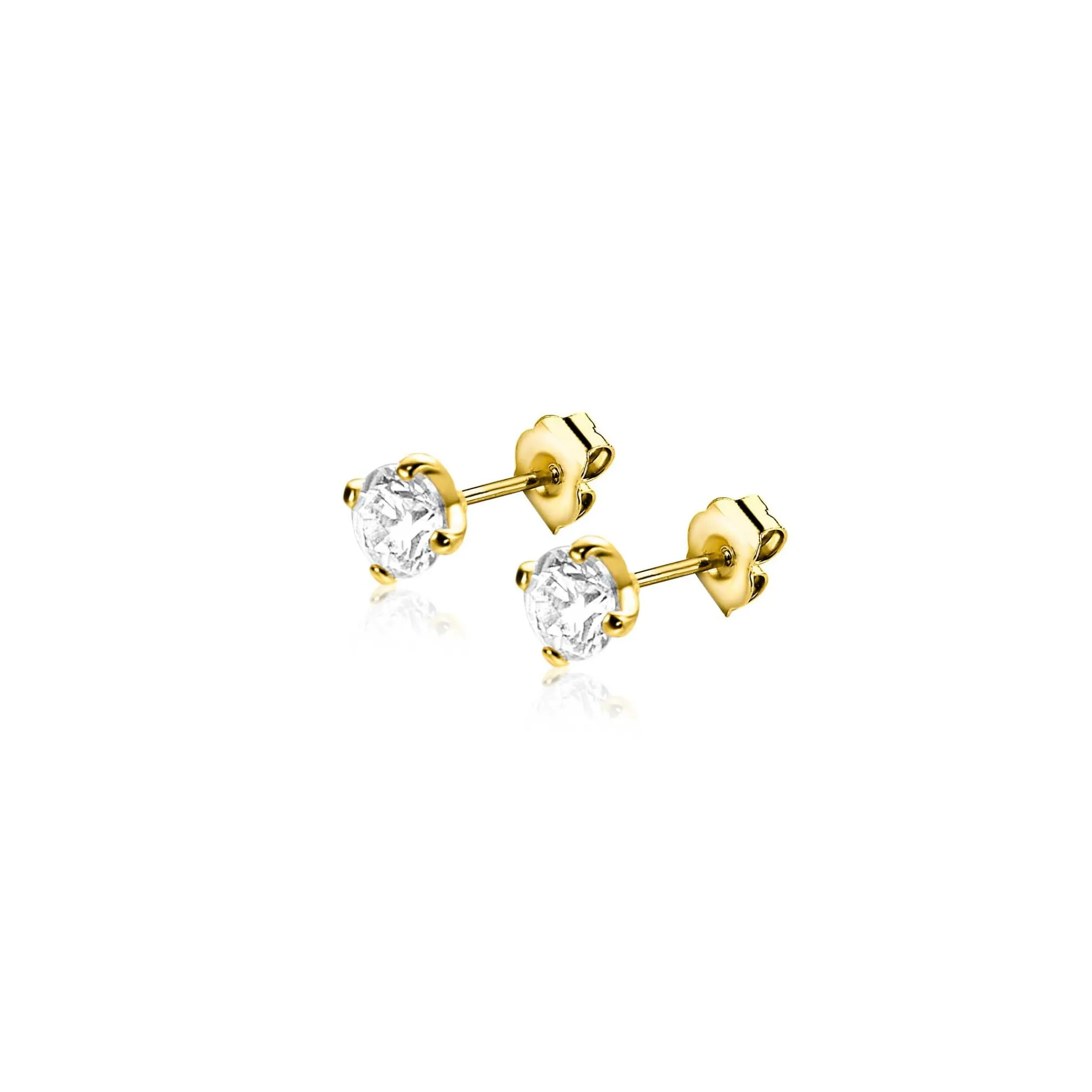 Sale Zinzi 3mm Gold 14 krt gouden oorknopjes bezet met een witte zirconia in vierpootszetting ZGO475