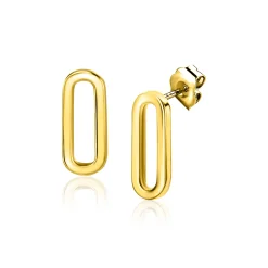Discount Zinzi 14mm Gold 14 krt gouden oorstekers met trendy paperclip-schakel 14mm ZGO359