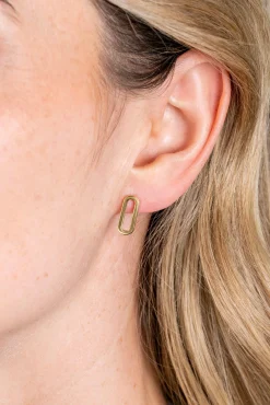 Discount Zinzi 14mm Gold 14 krt gouden oorstekers met trendy paperclip-schakel 14mm ZGO359