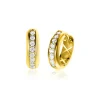 Sale Zinzi 13mm Gold 14 krt gouden oorringen 13mm met brede buis 3,8mm en bezet met witte zirconia's in railzetting. Met luxe klapsluiting ZGO435