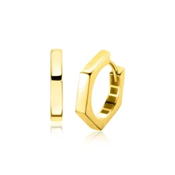 New Zinzi 17,5mm Gold 14 krt gouden oorringen zeshoeksvorm vierkante buis 2,7mm met luxe klapsluiting ZGO440