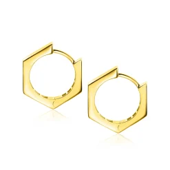 New Zinzi 17,5mm Gold 14 krt gouden oorringen zeshoeksvorm vierkante buis 2,7mm met luxe klapsluiting ZGO440