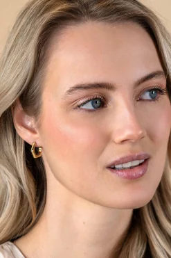 New Zinzi 17,5mm Gold 14 krt gouden oorringen zeshoeksvorm vierkante buis 2,7mm met luxe klapsluiting ZGO440