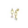 Sale Zinzi 12mm Gold 14 krt gouden oorstekers, open ovaal met peervormige witte zirkonia ZGO548