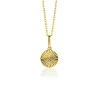 Discount Zinzi 14mm Gold 14 krt gouden hanger rond met zonnestralen en witte zirkonia ZGH542 (zonder collier)