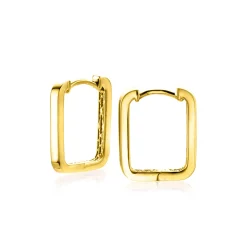 New Zinzi 16mm Gold 14 krt gouden rechthoekige oorringen met luxe klapsluiting 16mm x 2mm vierkante buis ZGO425