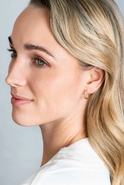 New Zinzi 16mm Gold 14 krt gouden rechthoekige oorringen met luxe klapsluiting 16mm x 2mm vierkante buis ZGO425