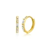 Sale Zinzi 13,5mm Gold 14 krt gouden oorringen bezet met witte zirconia's, luxe klapsluiting 13,5 x 1,5mm ZGO403