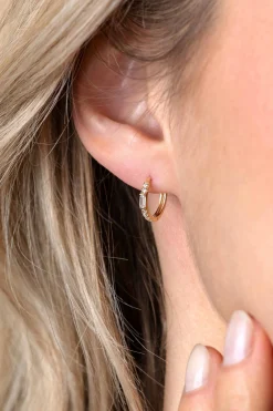 Sale Zinzi 13,5mm Gold 14 krt gouden oorringen bezet met witte zirconia's, luxe klapsluiting 13,5 x 1,5mm ZGO403
