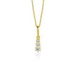 Zinzi 13mm Gold 14 krt gouden hanger met drie witte zirkonia's ZGH543 (zonder collier)