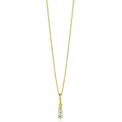 Zinzi 13mm Gold 14 krt gouden hanger met drie witte zirkonia's ZGH543 (zonder collier)