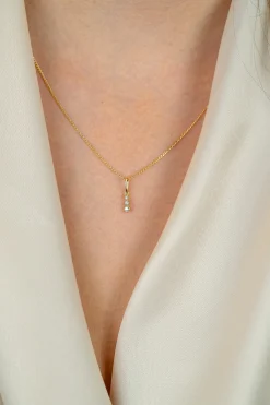 Zinzi 13mm Gold 14 krt gouden hanger met drie witte zirkonia's ZGH543 (zonder collier)
