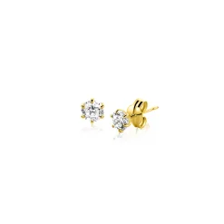 Outlet Zinzi 4,5mm Gold 14 krt gouden oorknoppen bezet met een witte zirkonia in zespootszetting ZGO544