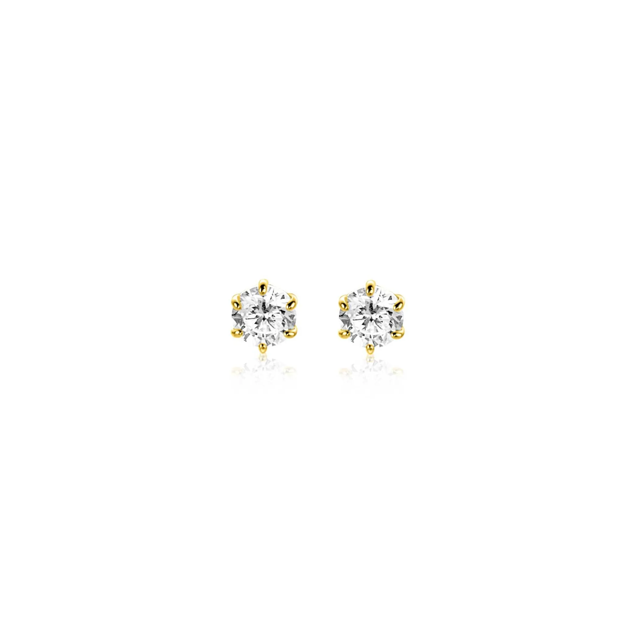 Outlet Zinzi 4,5mm Gold 14 krt gouden oorknoppen bezet met een witte zirkonia in zespootszetting ZGO544