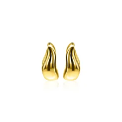 Clearance Zinzi 13mm gold plated zilveren oorringen organisch gevormd 5,5mm breed met luxe klapsluiting ZIO2608G