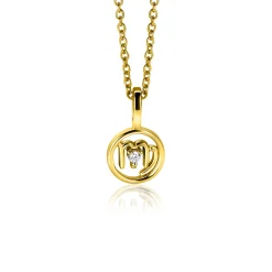 Discount Zinzi 9mm gold plated zilveren Maagd sterrenbeeldhanger bezet met witte zirconia ZIHY-MAA (zonder collier)