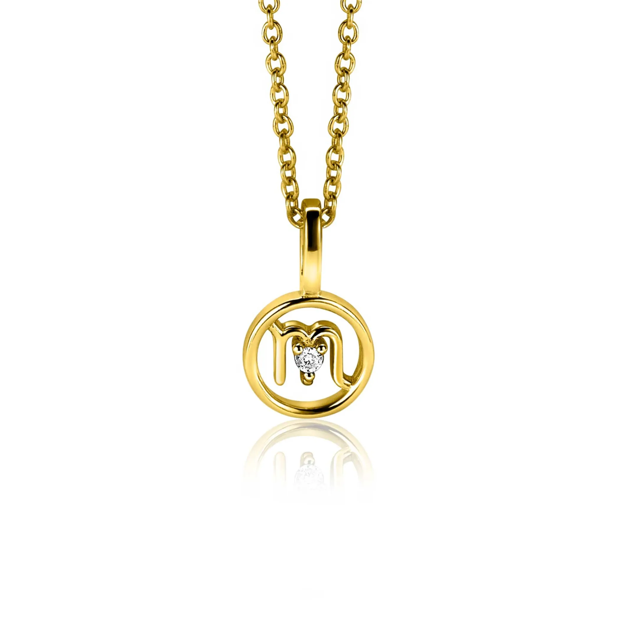 Zinzi 9mm gold plated zilveren Schorpioen sterrenbeeldhanger bezet met witte zirconia ZIHY-SCH (zonder collier)
