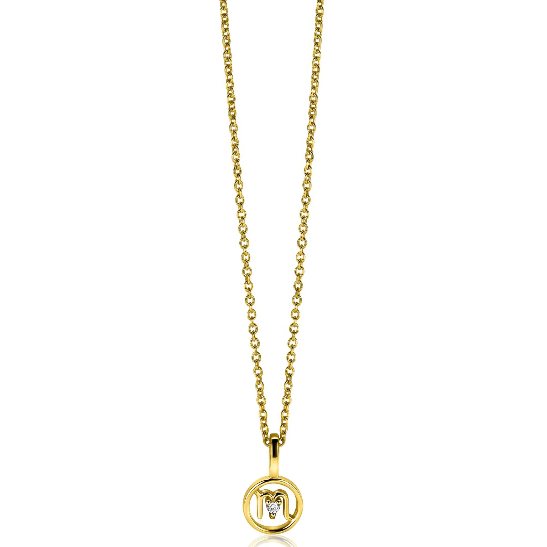 Zinzi 9mm gold plated zilveren Schorpioen sterrenbeeldhanger bezet met witte zirconia ZIHY-SCH (zonder collier)