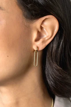 Sale Zinzi 28mm gold plated zilveren oorbedels open ovale vorm glad ZICH2416G (zonder oorringen)