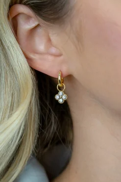 Clearance Zinzi 8mm gold plated zilveren oorbedels klavertje ZICH2735Y (zonder oorringen)