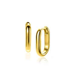 Zinzi 15,5mm gold plated zilveren oorringen in ovale vorm met ronde buis 3mm breed ZIO2604G