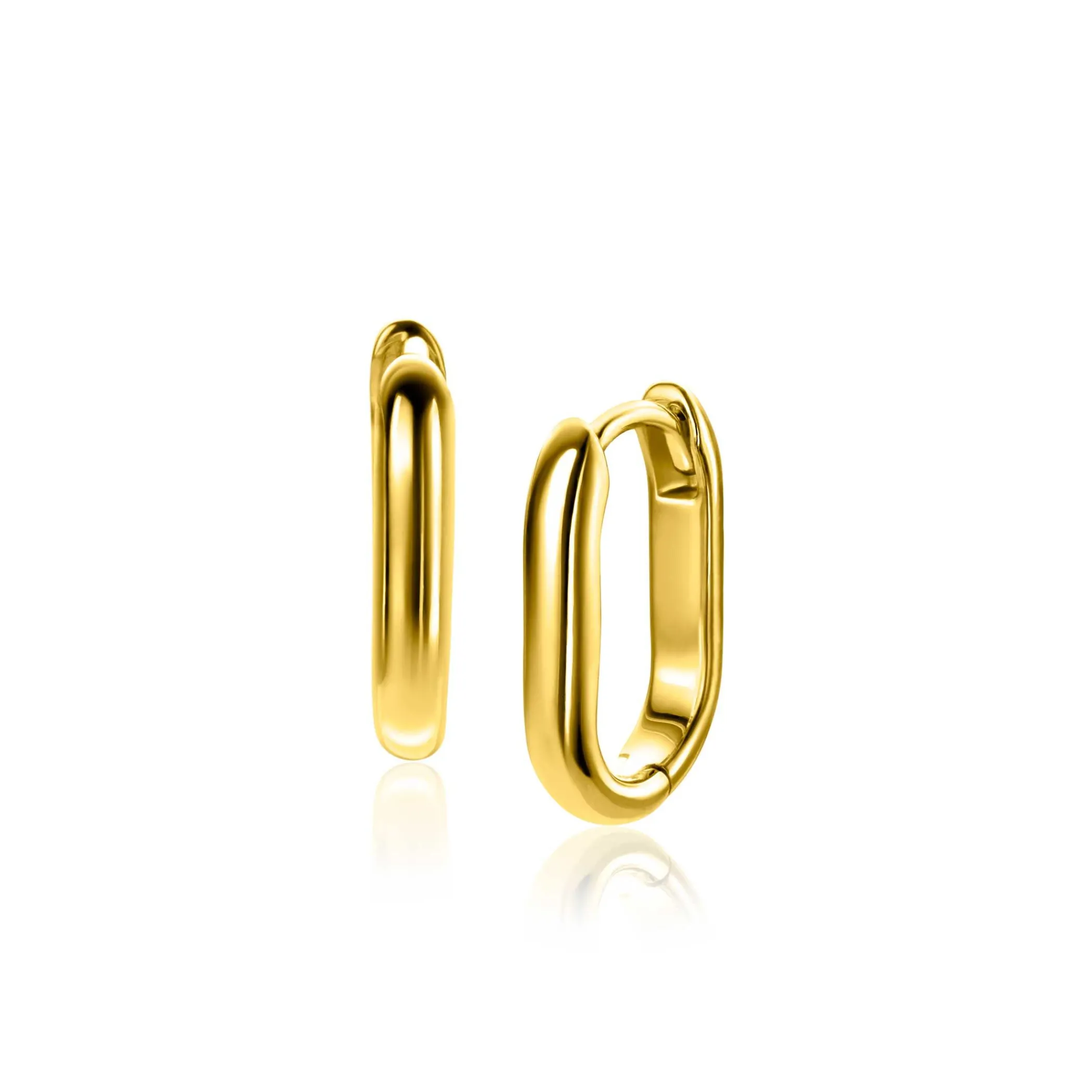 Zinzi 15,5mm gold plated zilveren oorringen in ovale vorm met ronde buis 3mm breed ZIO2604G