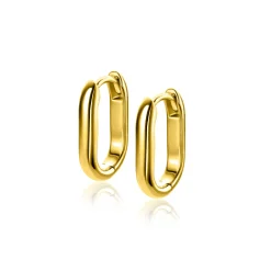 Zinzi 15,5mm gold plated zilveren oorringen in ovale vorm met ronde buis 3mm breed ZIO2604G