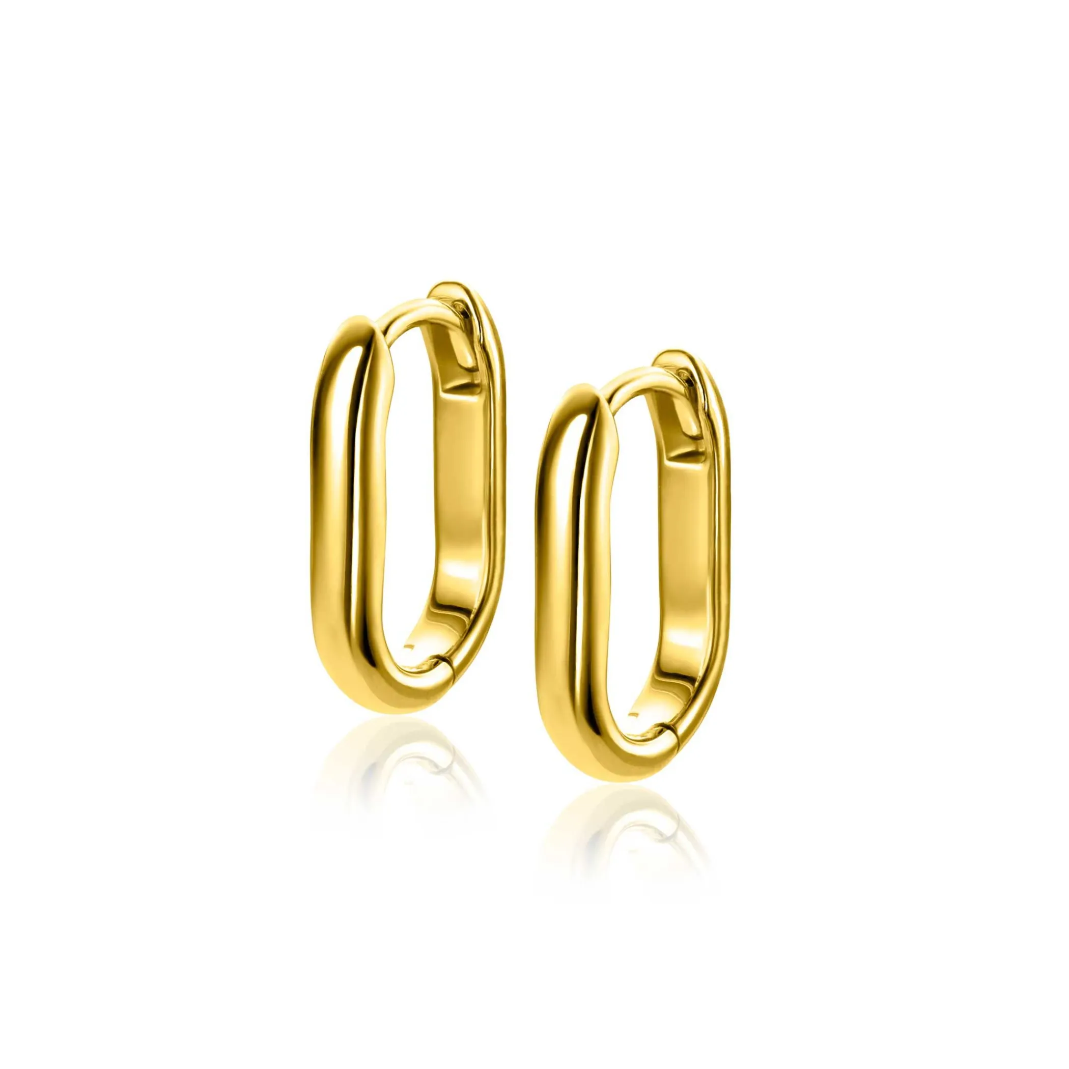 Zinzi 15,5mm gold plated zilveren oorringen in ovale vorm met ronde buis 3mm breed ZIO2604G