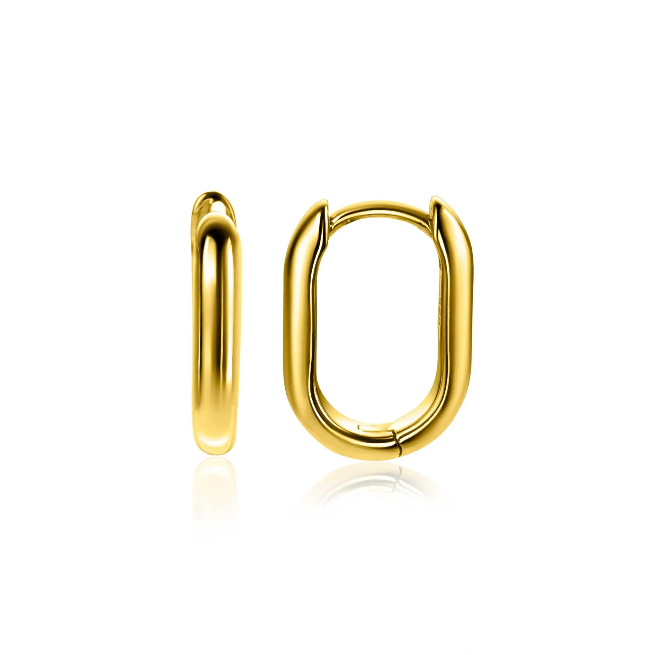 Zinzi 15,5mm gold plated zilveren oorringen in ovale vorm met ronde buis 3mm breed ZIO2604G