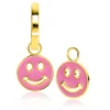 Online Zinzi 15mm gold plated zilveren ronde smiley oorbedels, bezet met trendy roze emaille ZICH2312R (zonder oorringen)