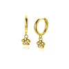 Outlet Zinzi 22mm gold plated zilveren oorringen 14mm met bungelende bloemetjes bezet met witte zirconia ZIO2620