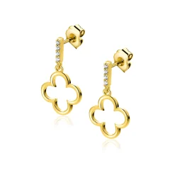 Online Zinzi 20mm gold plated zilveren oorstekers open klaver ZIO2743