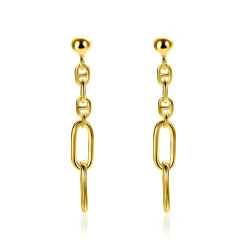 Hot Zinzi 35mm gold plated zilveren oorstekers met fijne marine schakels en twee ovale schakels ZIO2413G
