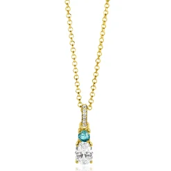 Discount Zinzi 19mm gold plated zilveren hanger blauw wit met luxe hangoog ZIH2438 (zonder collier)