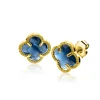 Clearance Zinzi 9mm gold plated zilveren oorstekers in klaver vorm met donkerblauwe kleursteen ZIO2662DB