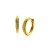 New Zinzi 15mm gold plated zilveren oorringen met veertjesmotief 3mm breed en luxe klapsluiting ZIO2644G