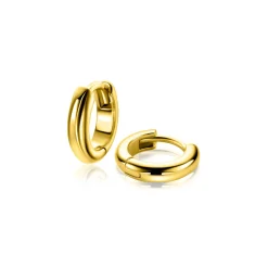 Zinzi 12,5mm gold plated zilveren gladde oorringen met ronde buis 3mm met luxe klapsluiting ZIO2600G