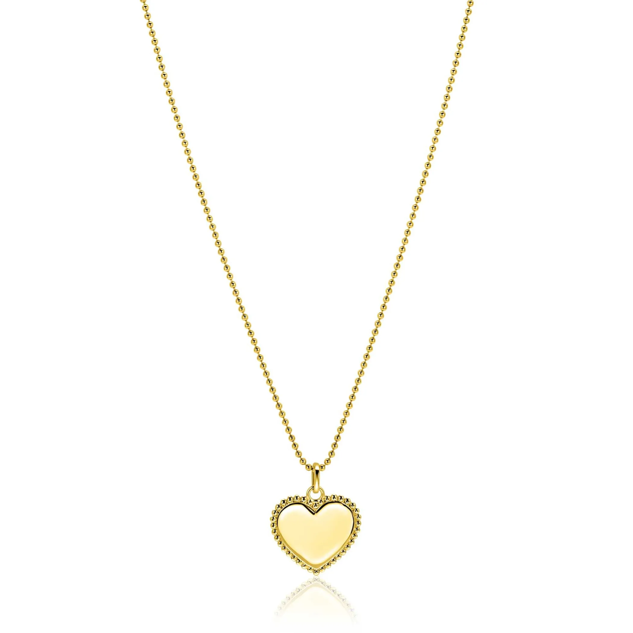 Clearance Zinzi 21mm gold plated zilveren hanger hart met parelrand voor gravure ZIH2653G (zonder collier)
