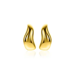 Online Zinzi 15mm gold plated zilveren oorringen organisch gevormd 6,5mm breed met luxe klapsluiting ZIO2609G