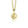Online Zinzi 9mm gold plated zilveren Leeuw sterrenbeeldhanger bezet met witte zirconia ZIHY-LEE (zonder collier)