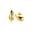 Outlet Zinzi 17mm gold plated zilveren oorstekers in druppelvorm met golvende rij witte zirkonia's ZIO2707Y