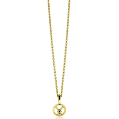 New Zinzi 9mm gold plated zilveren Stier sterrenbeeldhanger bezet met witte zirconia ZIHY-STI (zonder collier)
